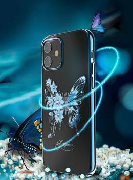Kingxbar Butterfly Schutzhülle mit Swarovski-Kristallen iPhone 12 / 12 Pro blau